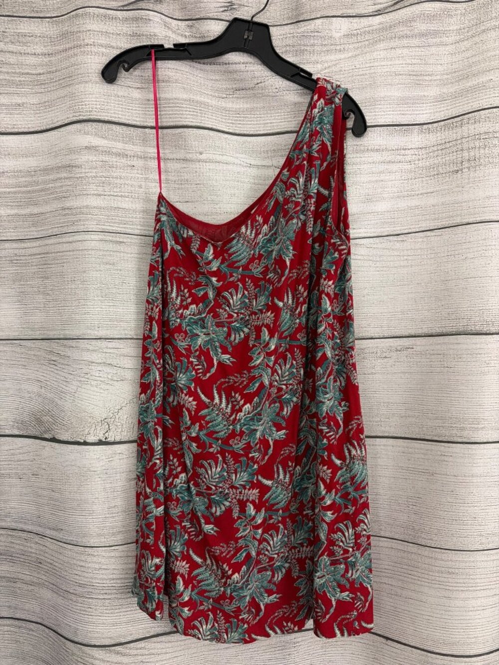 Ann Taylor Loft Iris Red Floral One-Shoulder Sleeveless Dress Size M